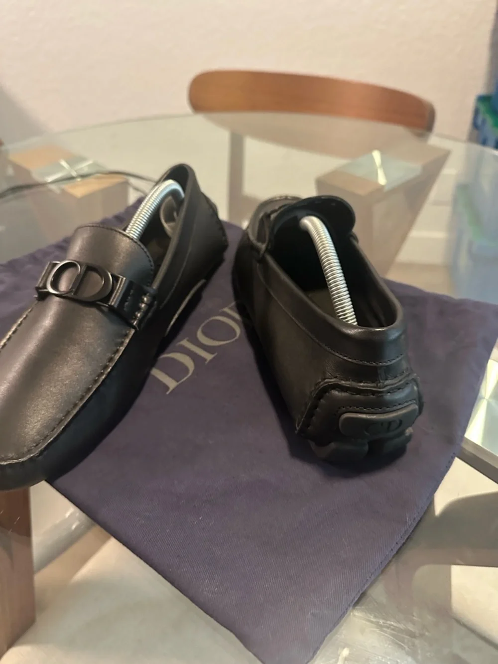 Dior Black Leather Men’s Slip-On Loafers with CD Hardware - Picture 3 of 9